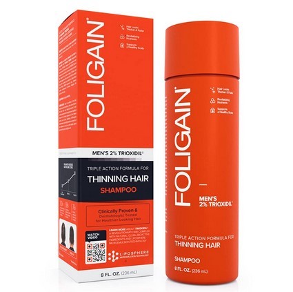 Foligain Triple Action Shampoo For Thinning Hair, Men’s Volumizing Shampoo, with 2% Trioxidil 8 Fl. Oz. (fol8_SML) 
