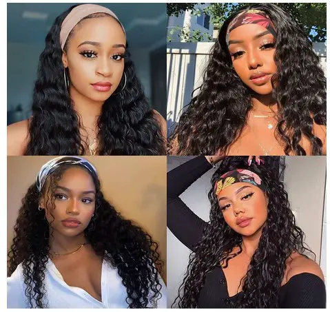 Black Corn Wave Headband Wigs for women, Afro Synthetic Hair Headband Wig Corn Perm 22 Inch Long Headband Wigs for Women