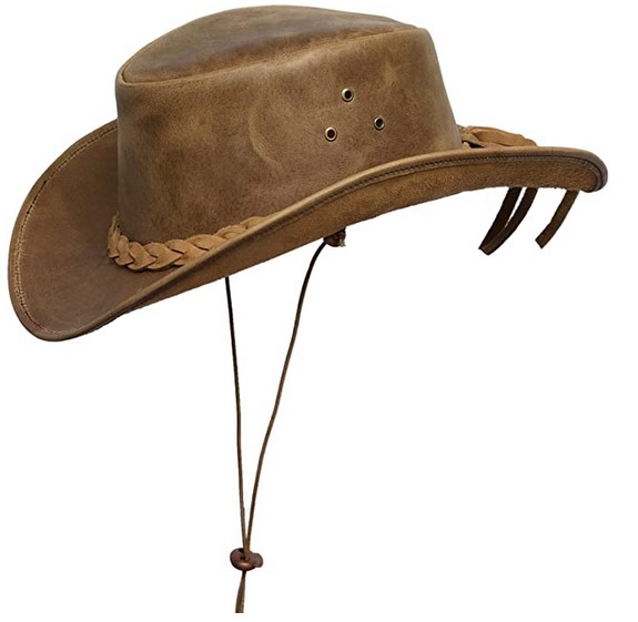 BRANDSLOCK Leather Cowboy Hat for Men Women Lightweight Handcrafted Western Shapeable Wide Brim Durable Cowgirl Outback Hat 