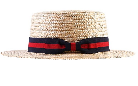  Boater Hat Men Women Straw Beach Hats for Summer Wide Brim Skimmer Costume Accessories Bowknot Braid