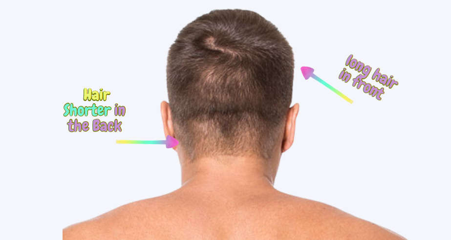 image shows long hair in front short in back