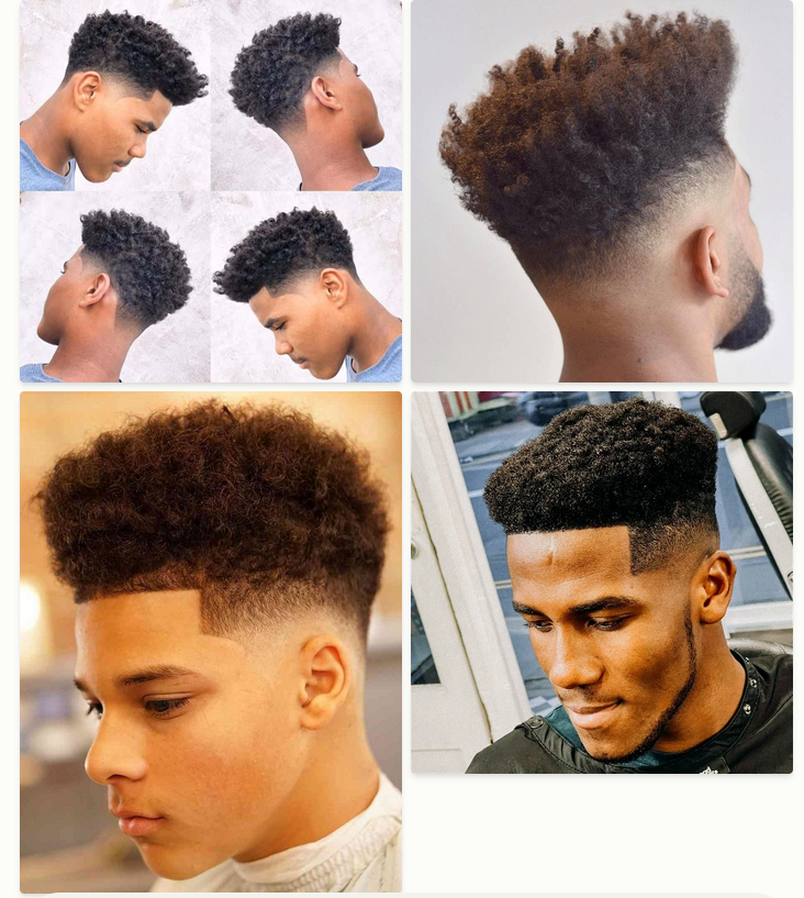 Image comparing Afro curls and High-Top Fades, showcasing different hairstyles and cultural significance
