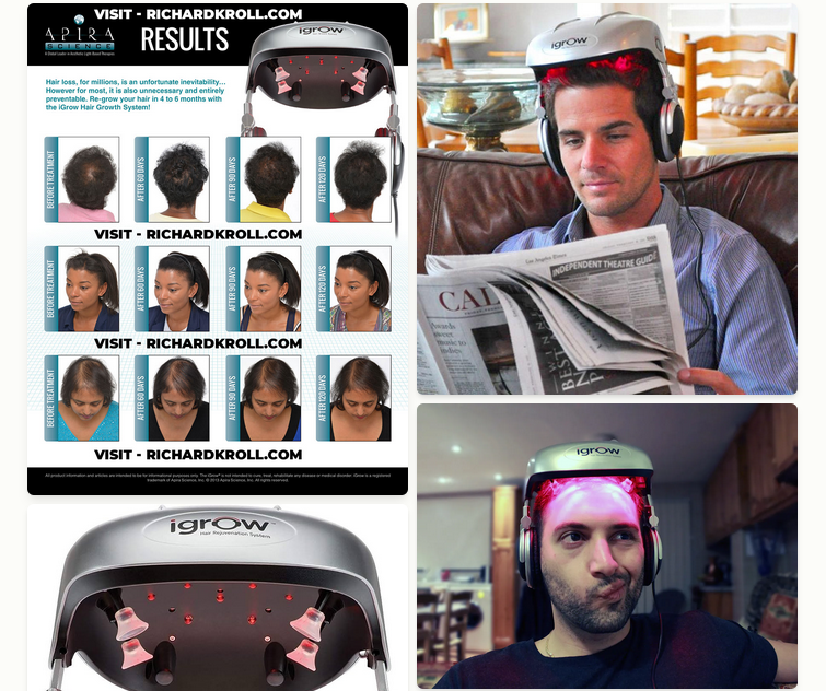 Collage of customer before and after photos using iGrow Helmet