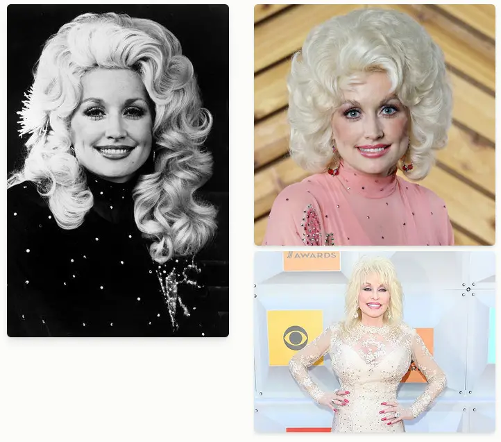Dolly Parton smiling with one of her iconic wigs