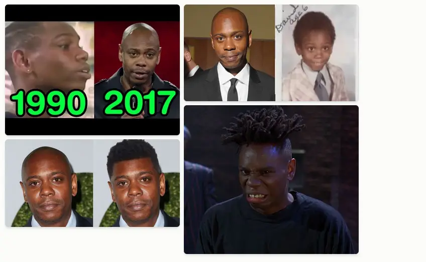 Early Life of Dave Chappelle with hair