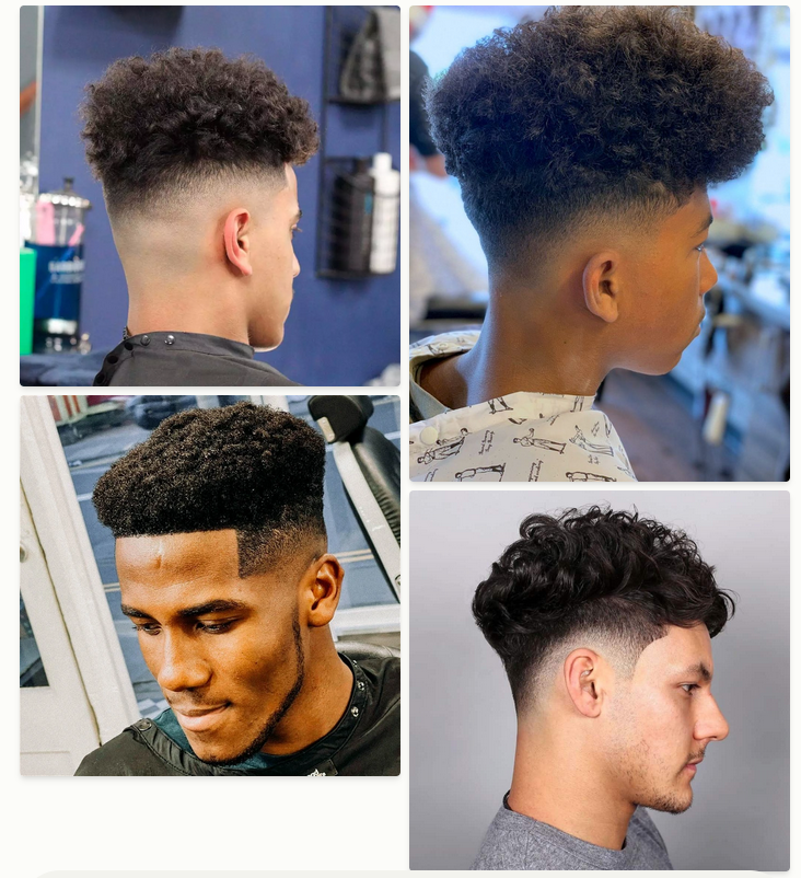 A side-by-side comparison of a high top fade and a high top curls fade, highlighting the differences.