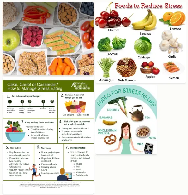 healthy foods and stress-reducing activities