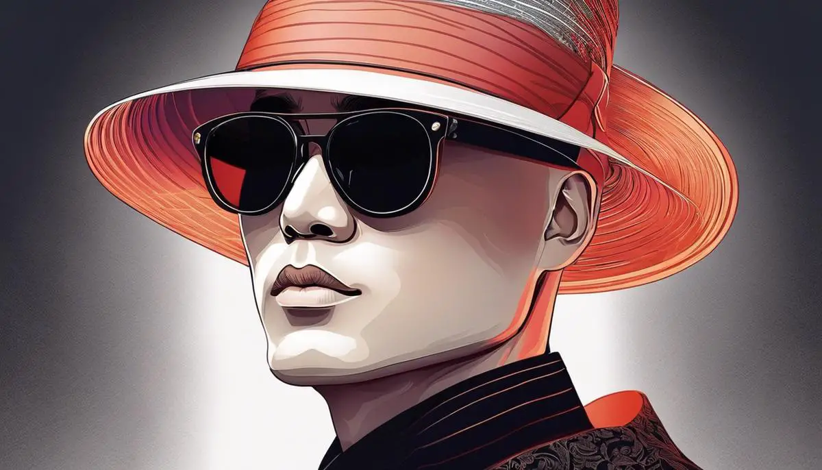 Illustration of a person with a bald head wearing stylish sunglasses and a fashionable hat, representing the acceptance and trendiness of baldness in Korean society